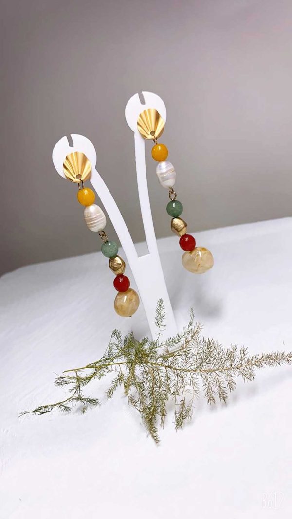 گوشواره سنگ رنگی کد gvr-002
